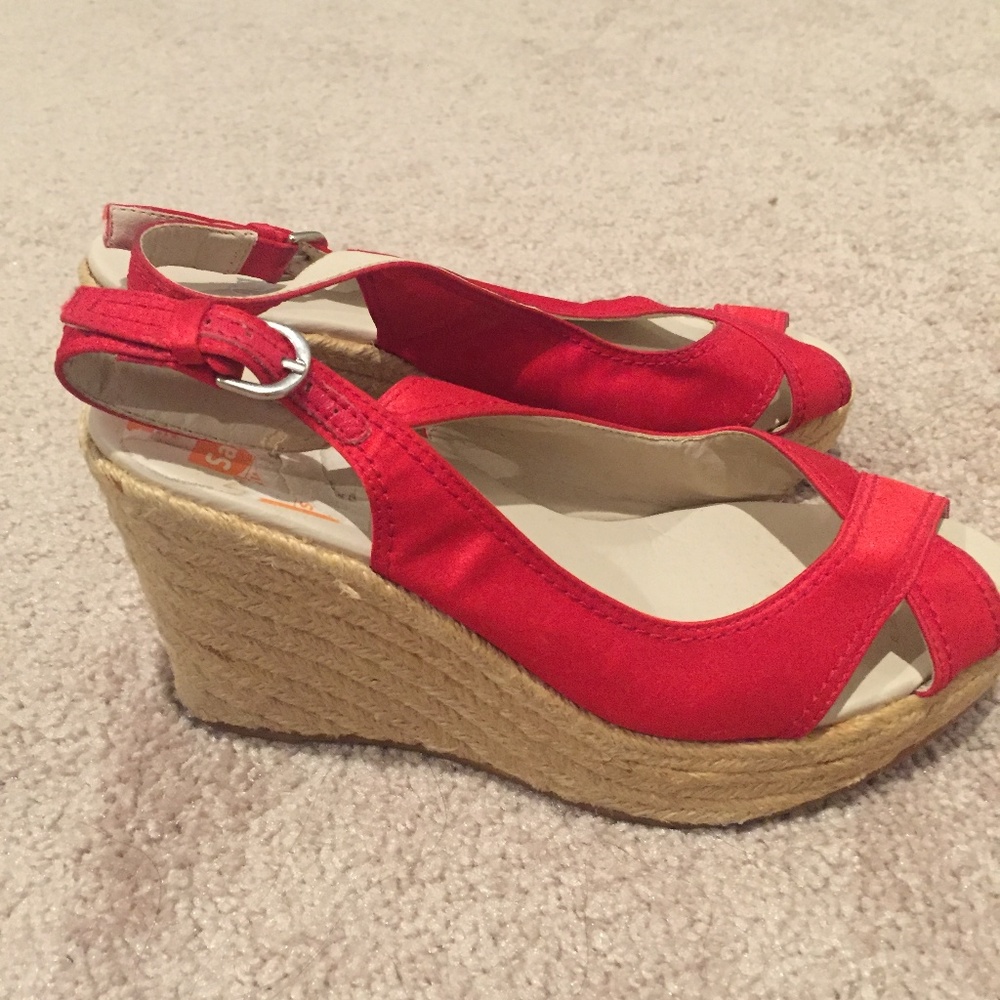 Red Strappy Wedges